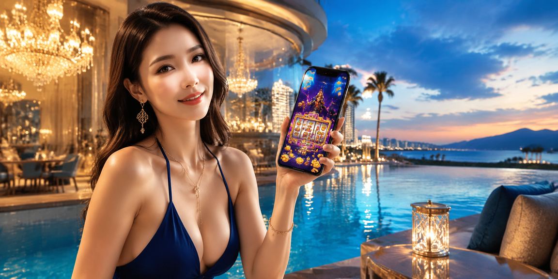 Màn hình slot game sáng rực bên bờ biển Đà Nẵng buổi tối