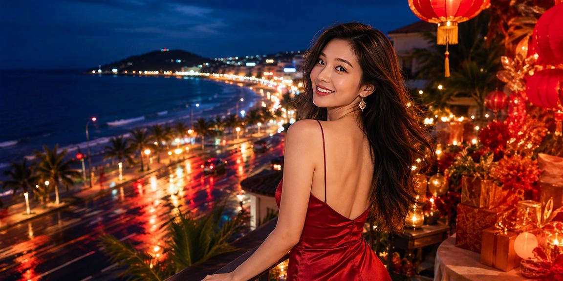 Không khí giải trí cá cược bên biển Phan Thiết với ánh đèn neon